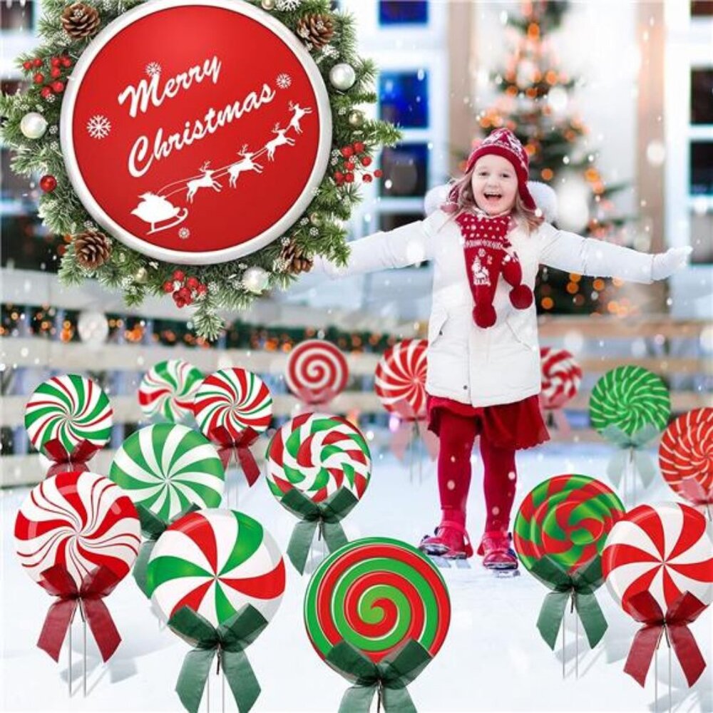 15 Pcs Christmas Outdoor Yard Signs Candy Decorations Outdoor Christmas Decor - Picture 5 of 8